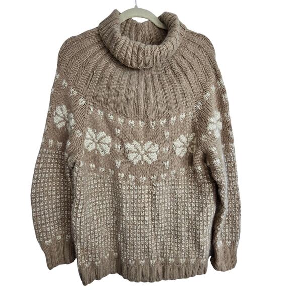 Vintage INC Angora Wool Grandpa Sweater Nordic Fair Isle Size M Turtleneck Cabin - Picture 1 of 7